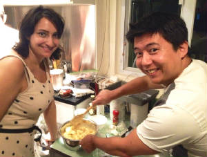 Allegra and JP cooking on Rosh Hashanah.JPG