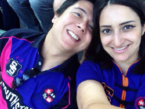 JP and Allegra in rugby jerseys.jpg