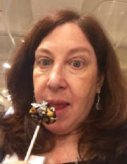 Pattie with chocolate dipped macaroon.jpg