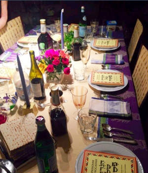Passover table I set 2014.JPG