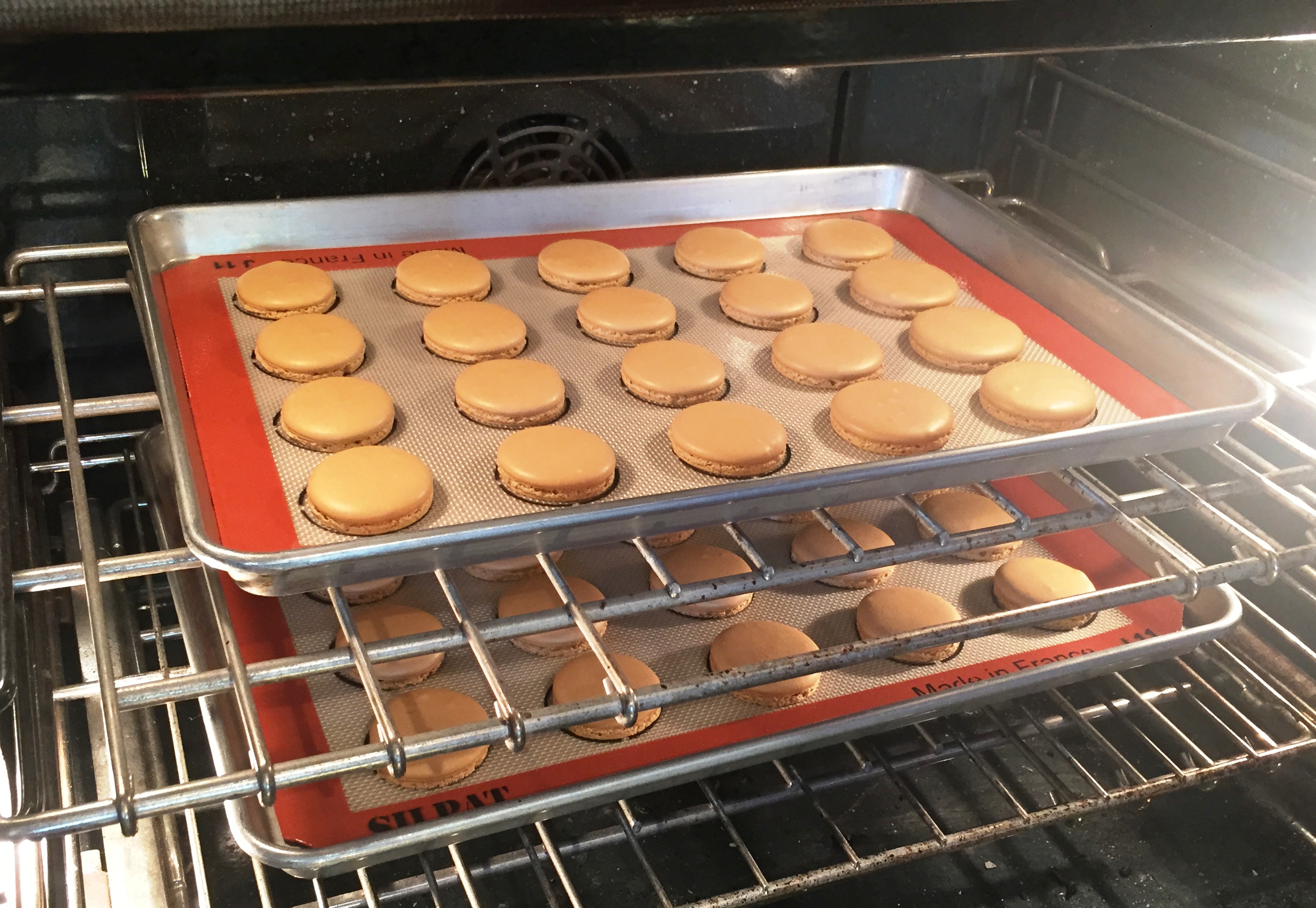 Macarons in oven.JPG