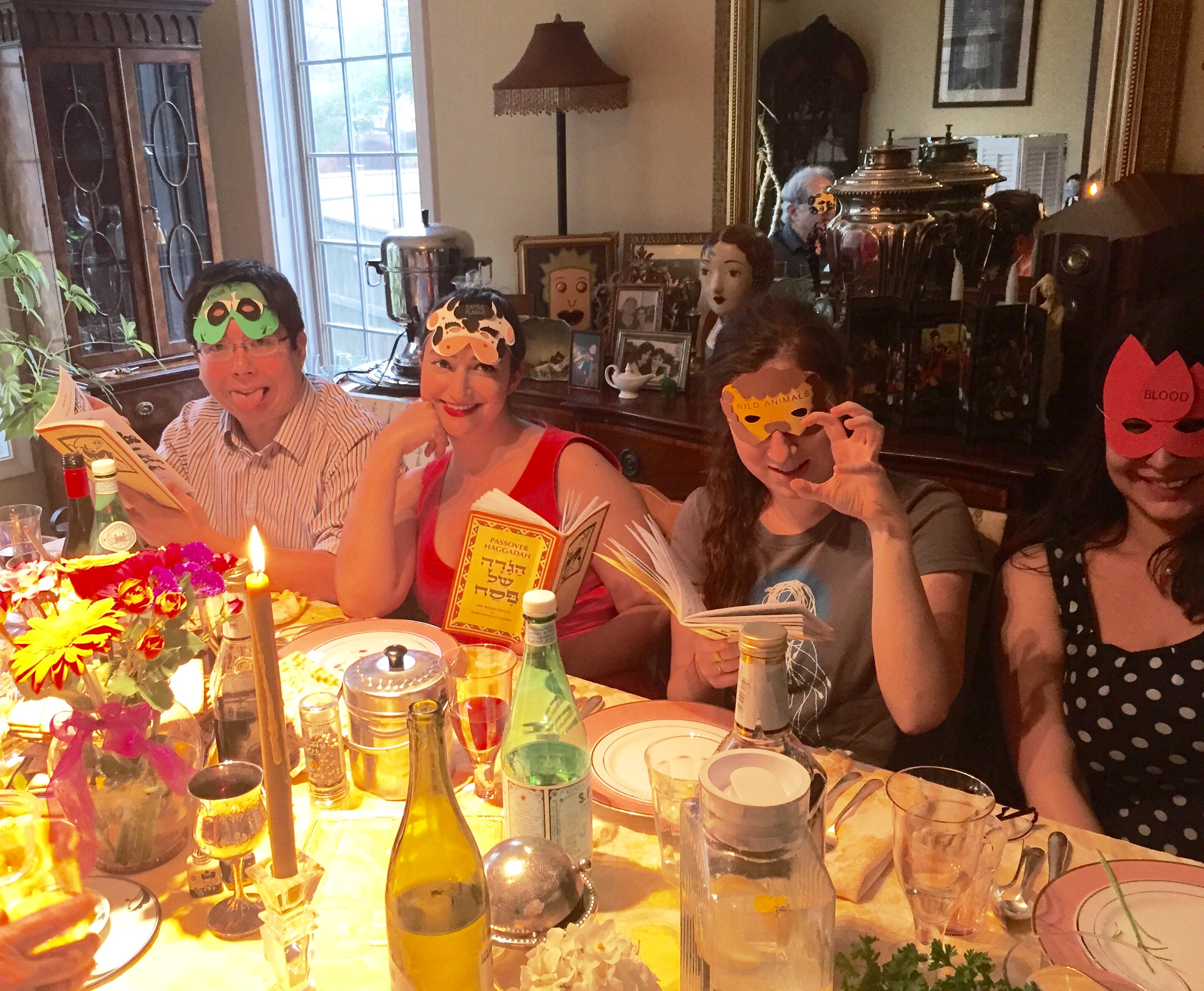 Passover 2016 with our plague masks.jpg
